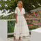 Robe Longue Blanche Fleurie Manche Dentelle