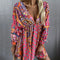 Robe Courte Fleurie Manches Chauve-Souris