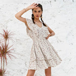 Robe Blanche Fleurie Courte - Vignette | Robe Fleurie