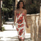 Robe Midi Fleurie Rouge