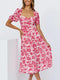 Robe Fleurie Col Carré