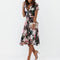 Robe Mi-Longue Fleurie Rose Rouge