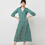 Robe Longue Verte Fleurie - Vignette | Robe Fleurie