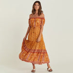 Robe Longue Orange Fleurie - Vignette | Robe Fleurie