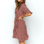 Robe Courte Fleurie Rouge - Vignette | Robe Fleurie