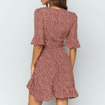 Robe Courte Fleurie Rouge - Vignette | Robe Fleurie