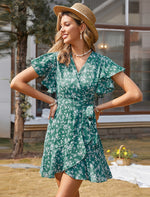 Robe Maxi Portefeuille Fleurie à Volants - Vignette | Robe Fleurie