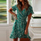 Robe verte fleurs blanches