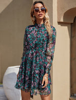 Robe Fleurie Courte Col Montant - Vignette | Robe Fleurie