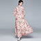 Robe Fleurie Longue Col cavalière