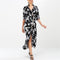 Robe droite noire fleurs blanche