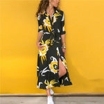 Robe Longue Col Chemisier Fleurie - Vignette | Robe Fleurie