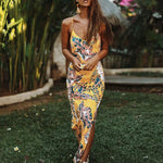 Robe Longue Jaune Dos Nu Fleurie - Vignette | Robe Fleurie