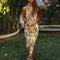 Robe Longe Jaune Moutarde Fleurie