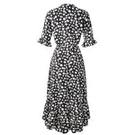 Robe Noir Fleur Blanche Mi-Longue