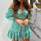 Robe Fleurie Verte Col Barbot