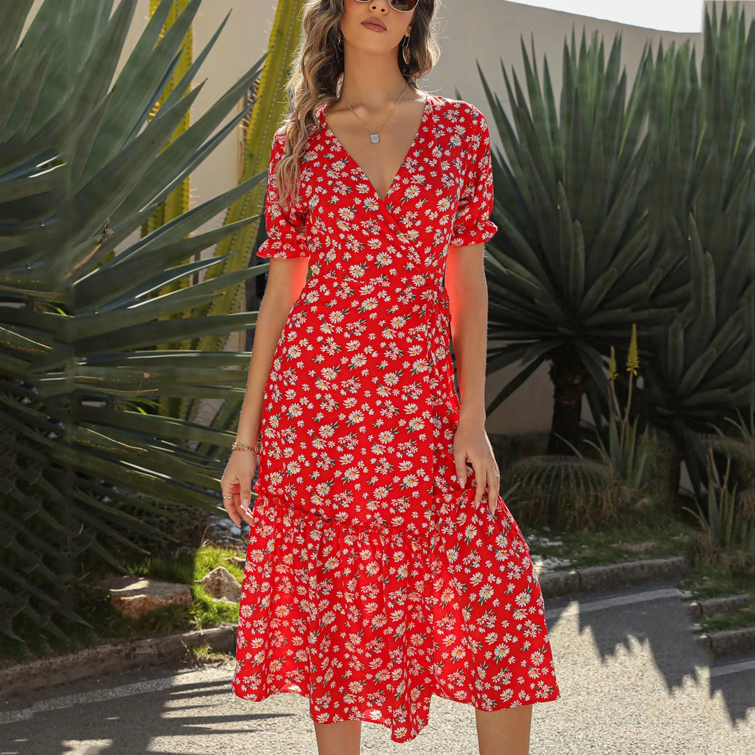 Robe Mi-Longue Petites Fleurs