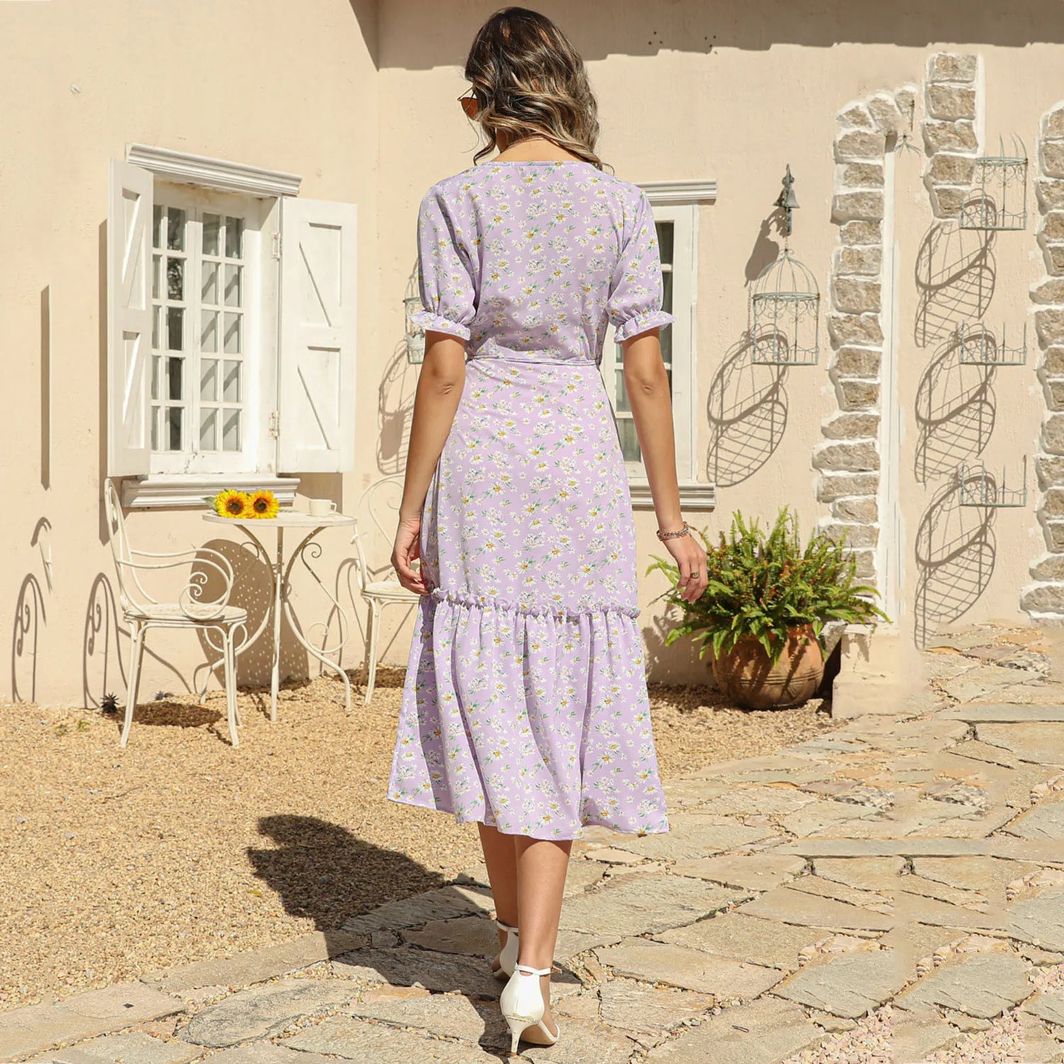 Robe Mi-Longue Petites Fleurs