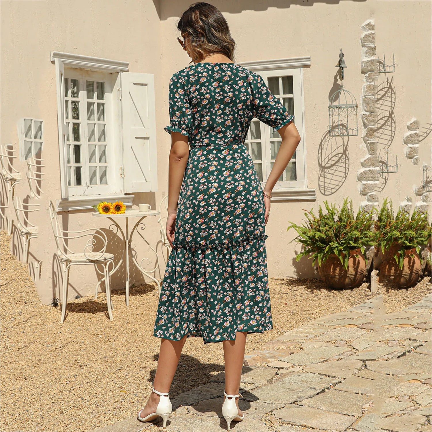 Robe Mi-Longue Petites Fleurs