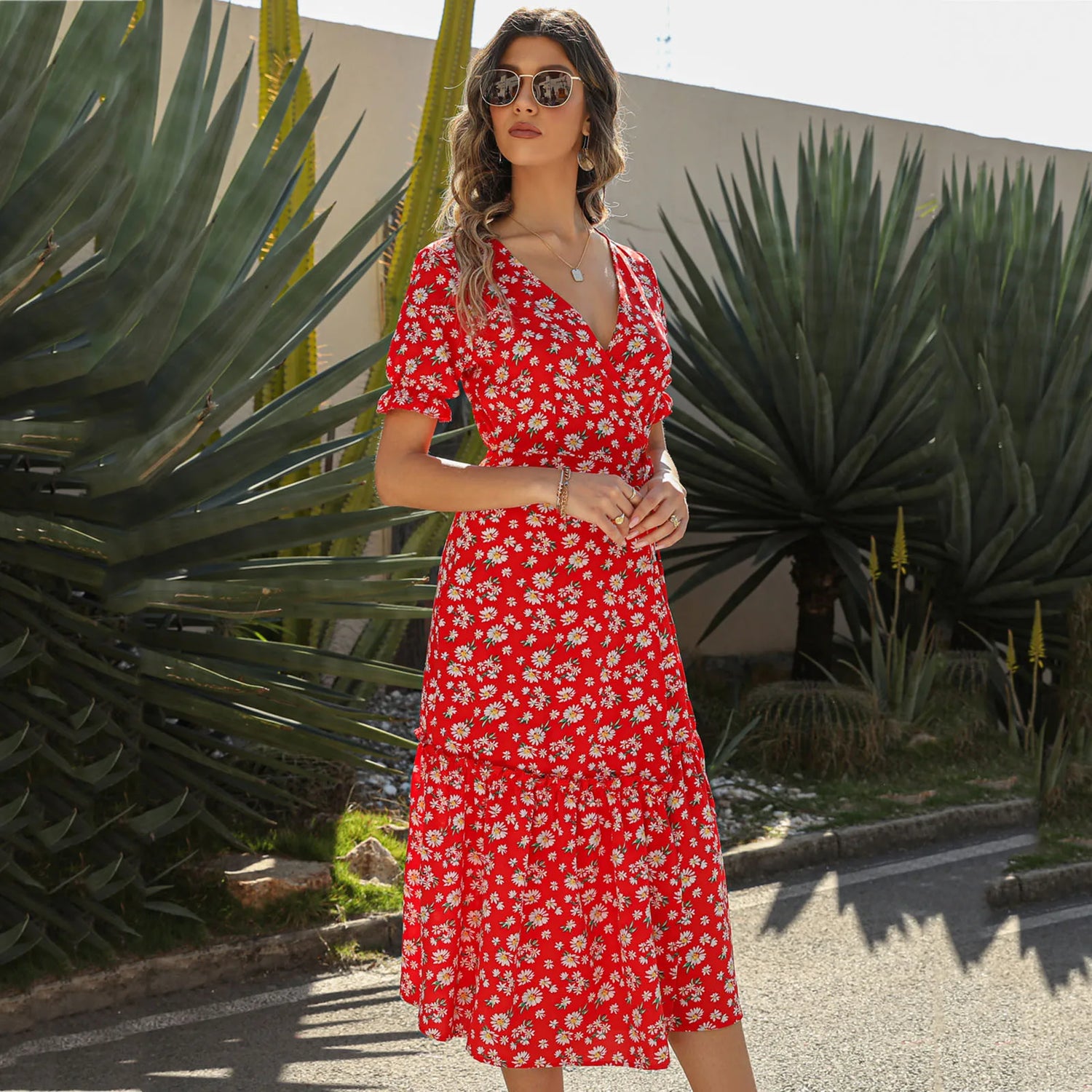 Robe Mi-Longue Petites Fleurs