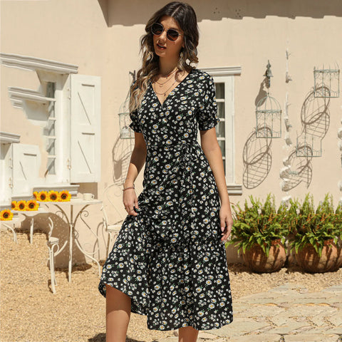 Robe Mi-Longue Petites Fleurs