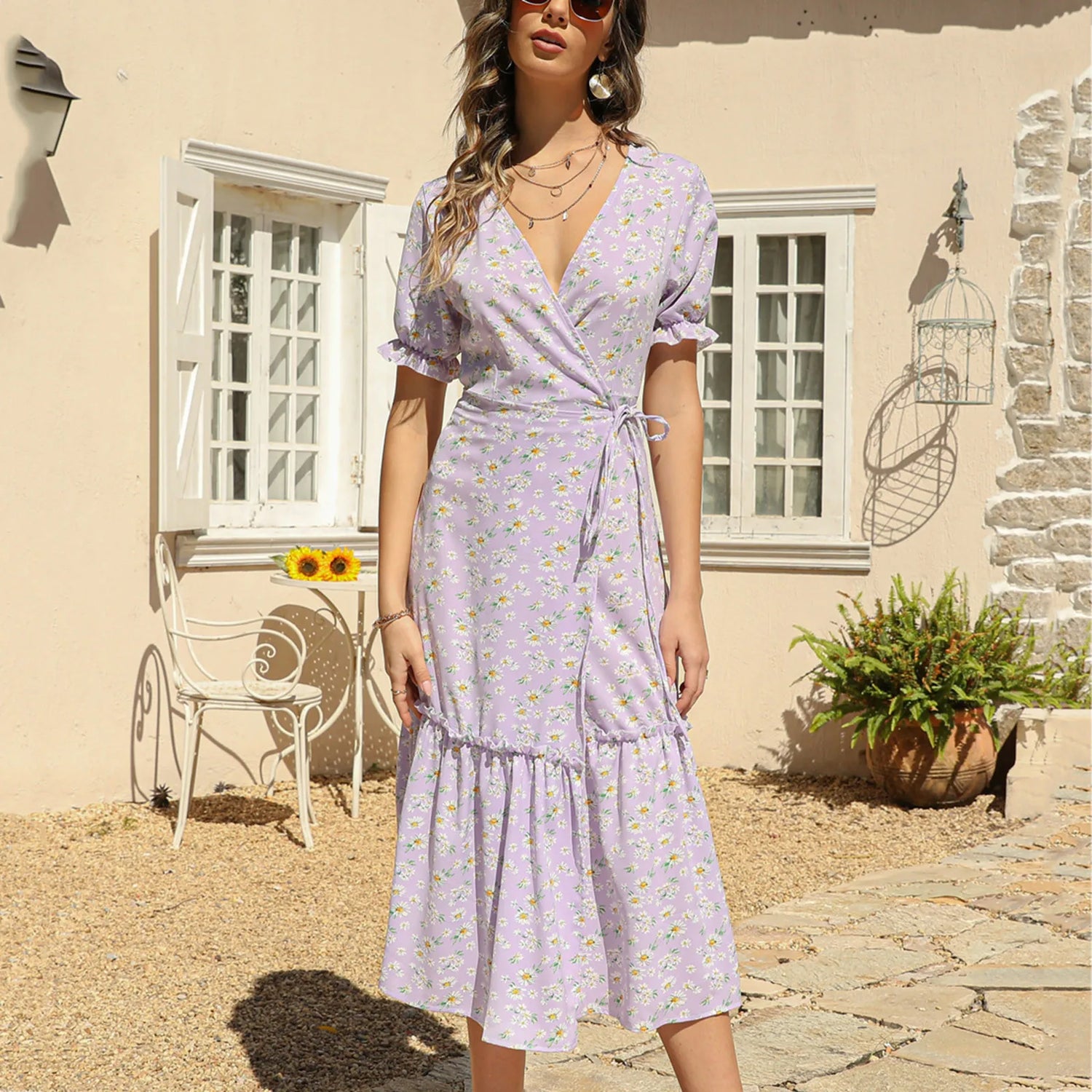 Robe Mi-Longue Petites Fleurs