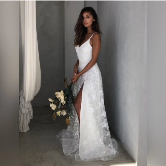 Robe Longue Fleurie avec Broderie