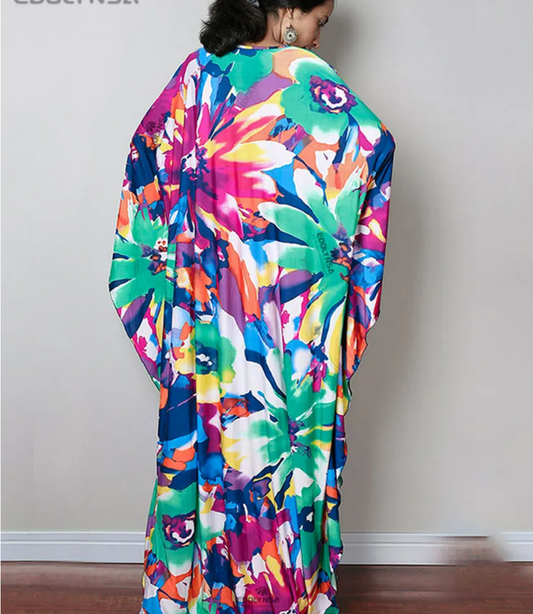 Robe Longue Manche Ample Fleurie