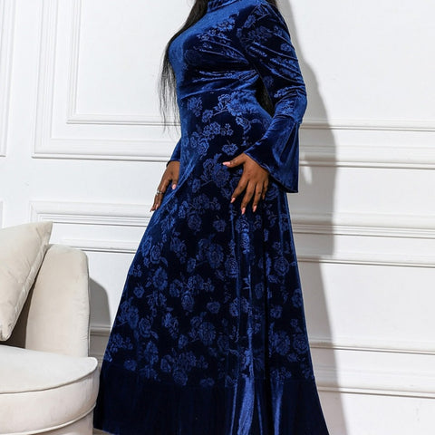 Robe Grande Taille Fleurie Bleue