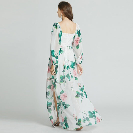 Robe Cocktail Mousseline Fleurie