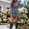 Robe Courte Fleurs Manches Longues