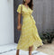 Robe Jaune Fleurie Longue