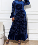 Robe Grande Taille Fleurie Bleue