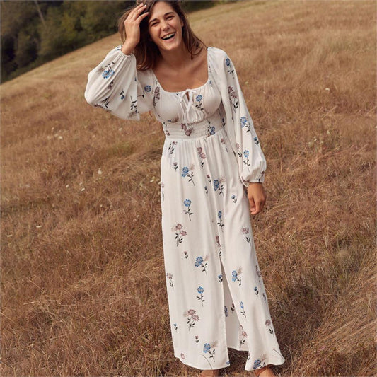Robe Longue Blanche Fleurie