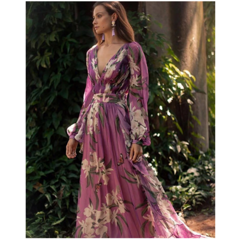 Robe fleurie longue mariage sale