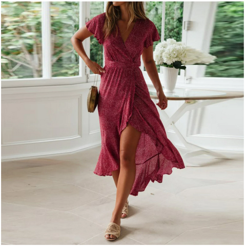 Robe fleurie rouge femme sale