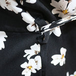 Robe Mi-Longue Noire Fleurie
