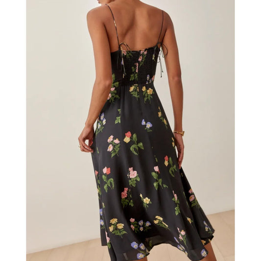 Robe Noire Motif Floral