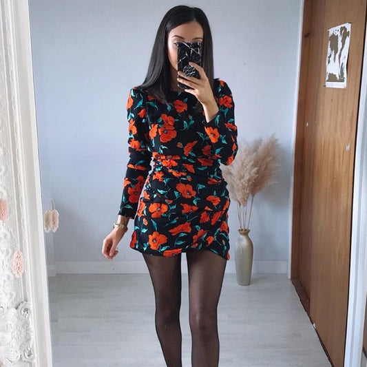 Robe Courte Fleurie Dos Nu