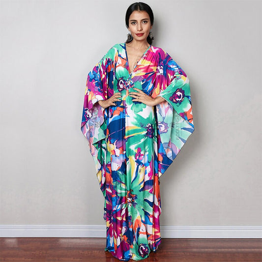 Robe Longue Manche Ample Fleurie
