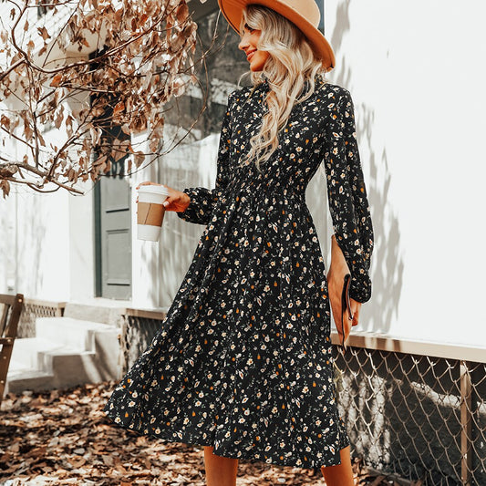 Robe Femme Noire avec Fleurs