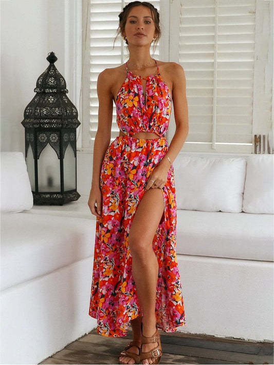 Robe Longue à Fleurs Pour Femme