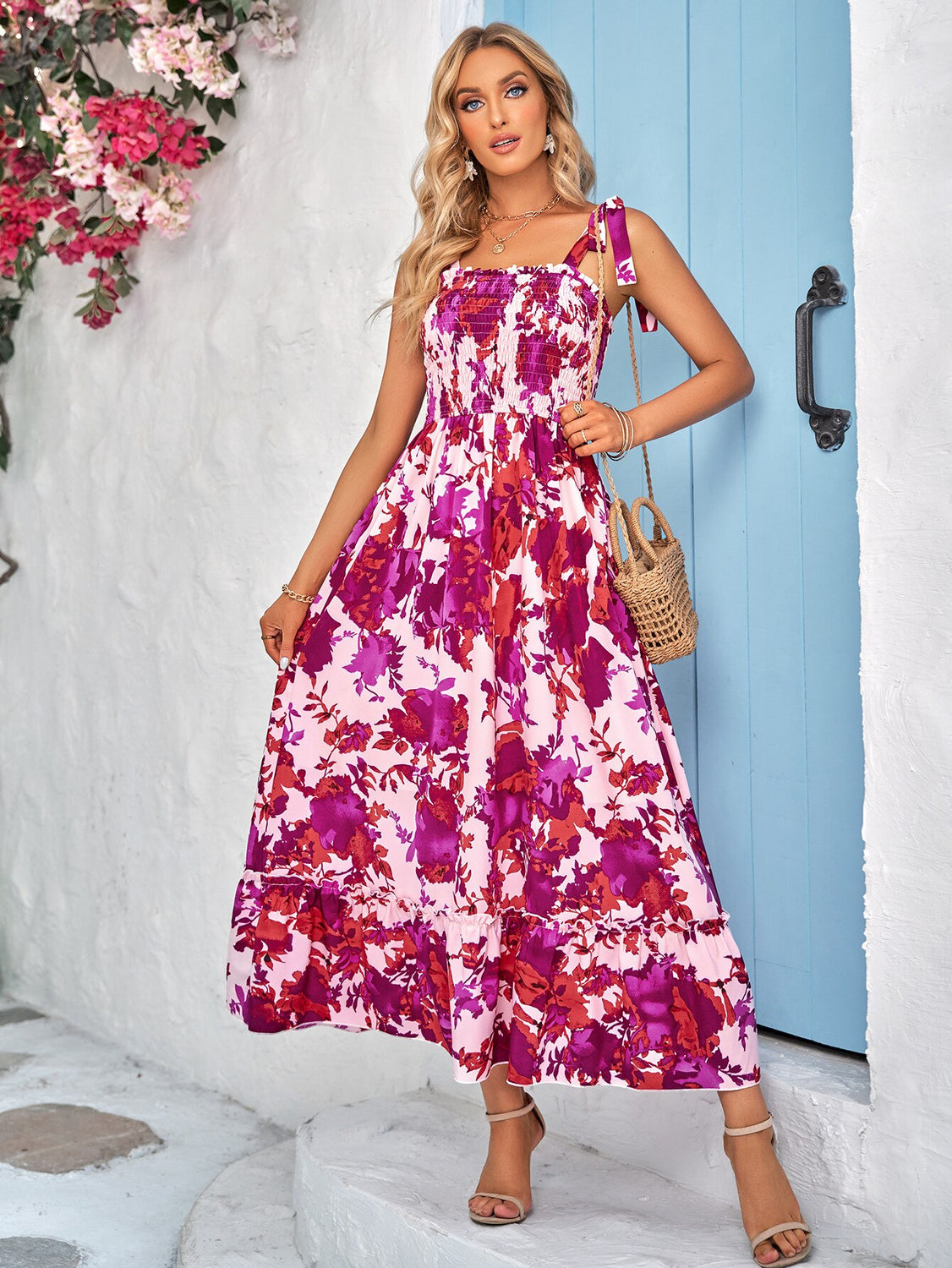 Robe Longue d'Eté à Fleurs pour Femme Boho