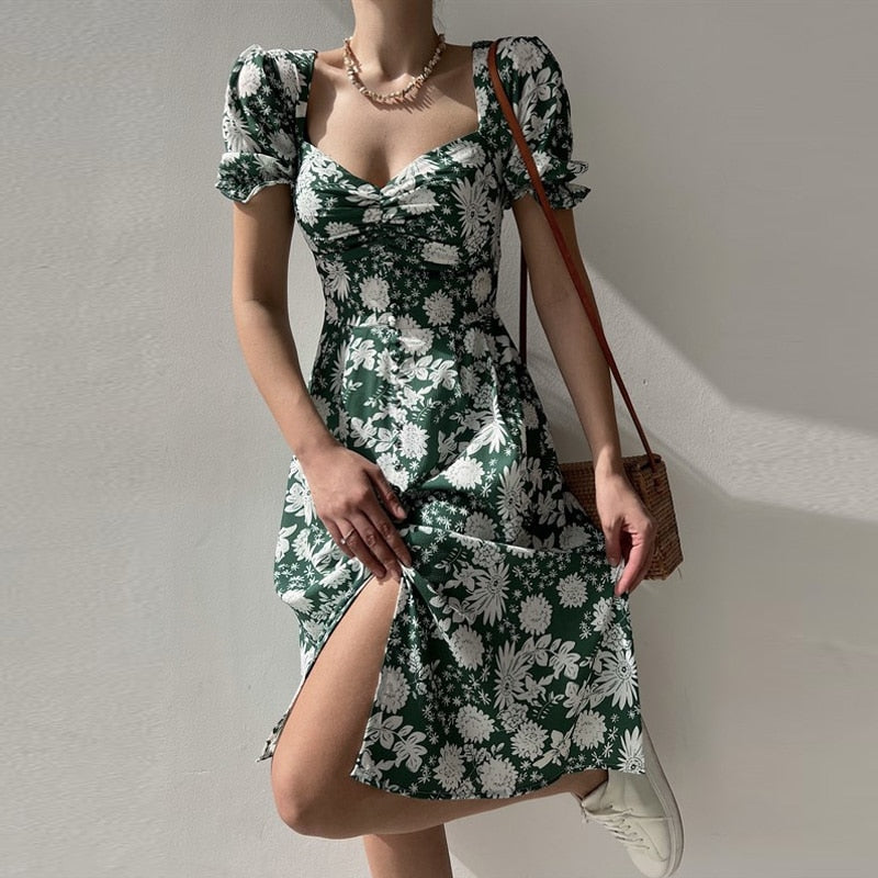 Robe Courte Robe Fleurie Manche Bouffante Robe Courte Fleurie à