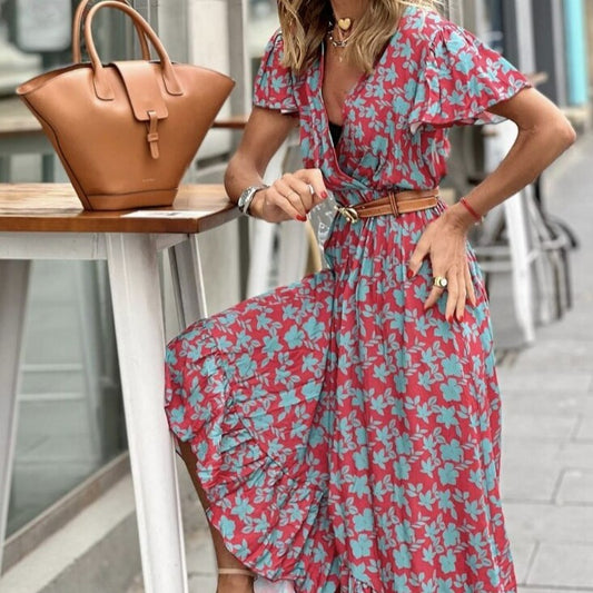 Robe Longue Asymétrique Fleurie