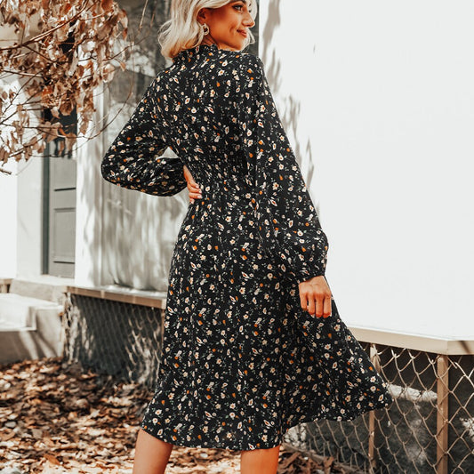 Robe Femme Noire avec Fleurs