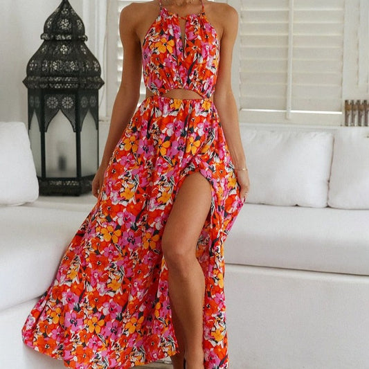 Robe Longue à Fleurs Pour Femme