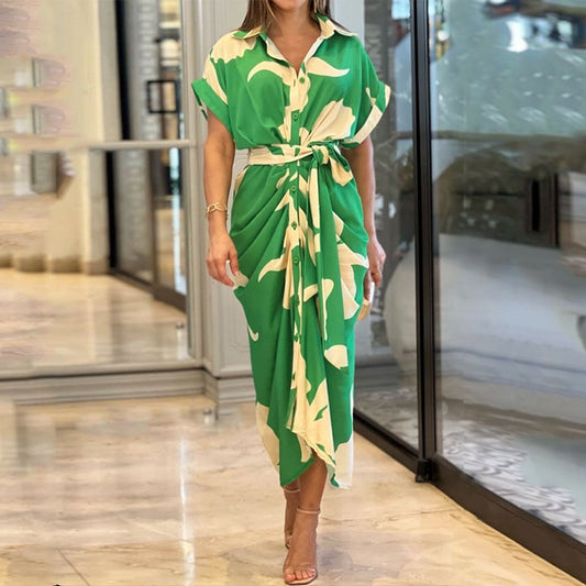 Robe Fleurie Ceinturée à la Taille