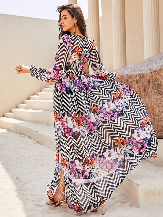 Robe Fleurie Col Rond Cérémonie