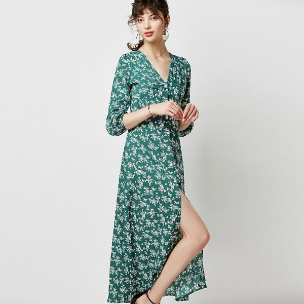 robe florale verte